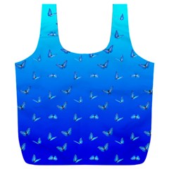 Butterflies At Blue, Two Color Tone Gradient Full Print Recycle Bag (xxl) by Casemiro