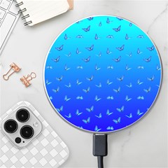 Butterflies At Blue, Two Color Tone Gradient Wireless Charger by Casemiro