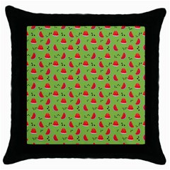 Juicy Slices Of Watermelon On A Green Background Throw Pillow Case (black) by SychEva