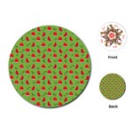 Juicy Slices Of Watermelon On A Green Background Playing Cards Single Design (Round) Front