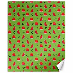 Juicy Slices Of Watermelon On A Green Background Canvas 16  X 20  by SychEva