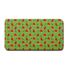 Juicy Slices Of Watermelon On A Green Background Medium Bar Mats by SychEva