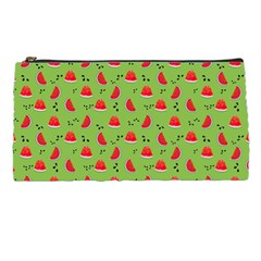 Juicy Slices Of Watermelon On A Green Background Pencil Case by SychEva