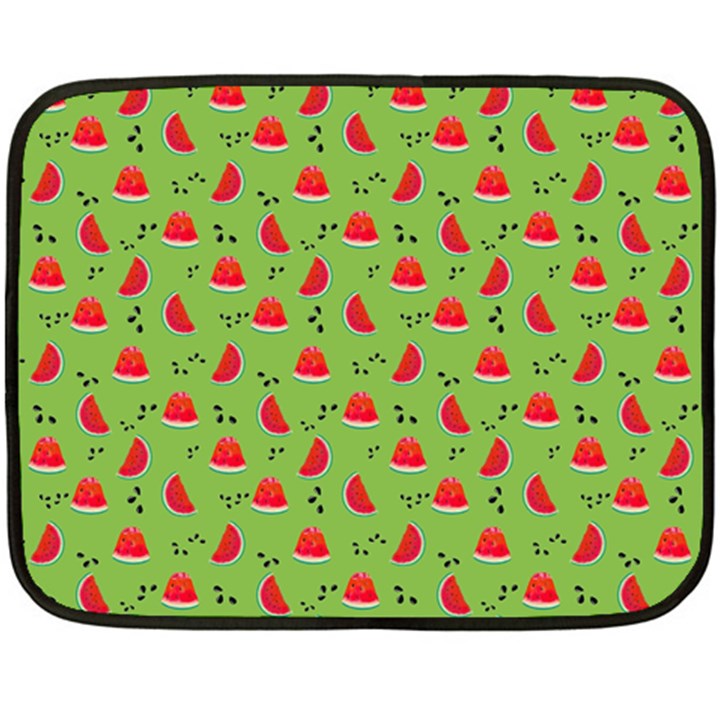 Juicy Slices Of Watermelon On A Green Background Double Sided Fleece Blanket (Mini) 