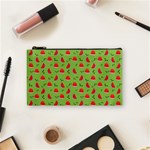 Juicy Slices Of Watermelon On A Green Background Cosmetic Bag (Small) Front