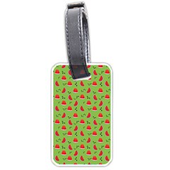 Juicy Slices Of Watermelon On A Green Background Luggage Tag (one Side) by SychEva