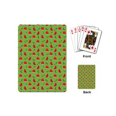 Juicy Slices Of Watermelon On A Green Background Playing Cards Single Design (mini) by SychEva