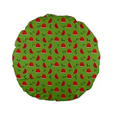 Juicy Slices Of Watermelon On A Green Background Standard 15  Premium Round Cushions by SychEva