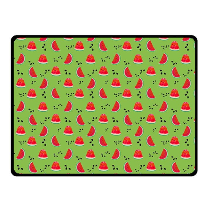 Juicy Slices Of Watermelon On A Green Background Double Sided Fleece Blanket (Small) 