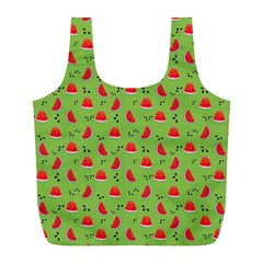 Juicy Slices Of Watermelon On A Green Background Full Print Recycle Bag (l) by SychEva