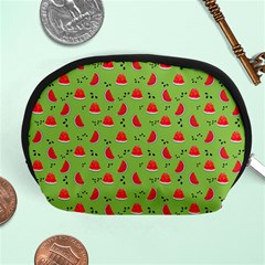 Juicy Slices Of Watermelon On A Green Background Accessory Pouch (medium) by SychEva