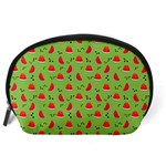 Juicy Slices Of Watermelon On A Green Background Accessory Pouch (Large) Back