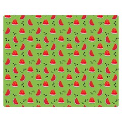 Juicy Slices Of Watermelon On A Green Background Double Sided Flano Blanket (medium)  by SychEva