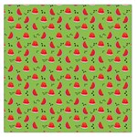 Juicy Slices Of Watermelon On A Green Background Large Satin Scarf (Square) Front