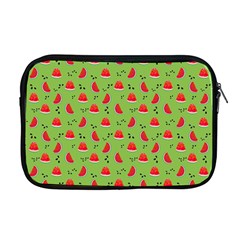 Juicy Slices Of Watermelon On A Green Background Apple Macbook Pro 17  Zipper Case by SychEva