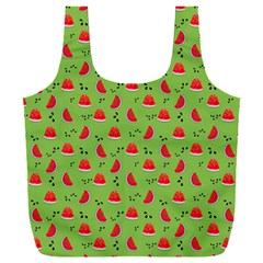 Juicy Slices Of Watermelon On A Green Background Full Print Recycle Bag (xxl) by SychEva