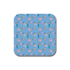 Beautiful Girls With Drinks Rubber Coaster (square)  by SychEva