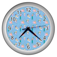 Beautiful Girls With Drinks Wall Clock (silver) by SychEva