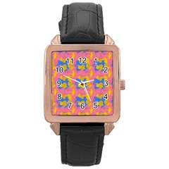 Abstract Painting Rose Gold Leather Watch  by SychEva