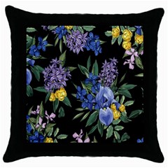 Floral Throw Pillow Case (black) by Sparkle