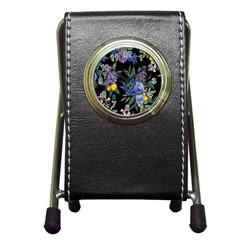 Floral Pen Holder Desk Clock by Sparkle