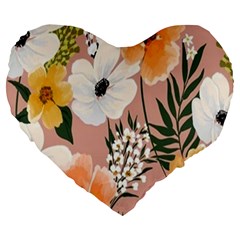 Floral Large 19  Premium Heart Shape Cushions by Sparkle