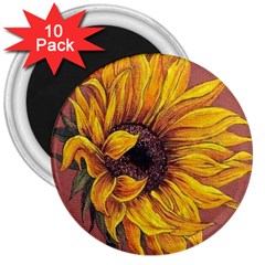 Sunflower 3  Magnets (10 Pack)  by Sparkle