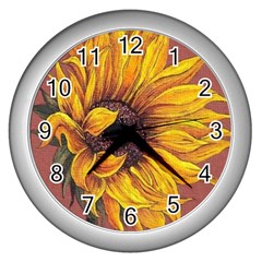 Sunflower Wall Clock (silver)