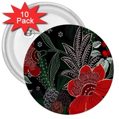 Floral 3  Buttons (10 Pack)  by Sparkle