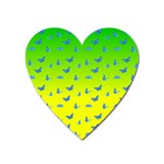 Blue Butterflies at yellow and green, two color tone gradient Heart Magnet Front