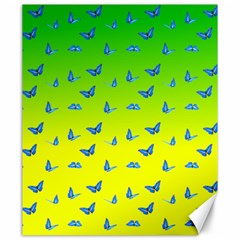 Blue Butterflies At Yellow And Green, Two Color Tone Gradient Canvas 20  X 24  by Casemiro