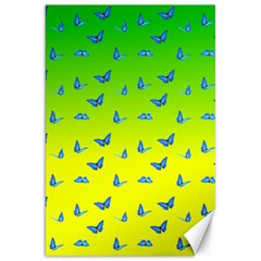 Blue Butterflies At Yellow And Green, Two Color Tone Gradient Canvas 20  X 30  by Casemiro