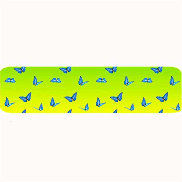 Blue Butterflies at yellow and green, two color tone gradient Large Bar Mats