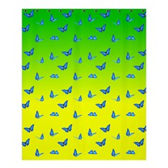 Blue Butterflies At Yellow And Green, Two Color Tone Gradient Shower Curtain 60  X 72  (medium)  by Casemiro