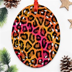 Leopard Print Oval Filigree Ornament (Two Sides)