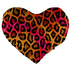 Leopard Print Large 19  Premium Heart Shape Cushions