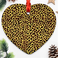 Fur-leopard 2 Heart Ornament (two Sides) by skindeep