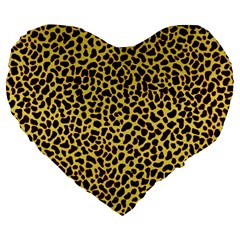 Fur-leopard 2 Large 19  Premium Flano Heart Shape Cushions by skindeep