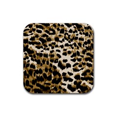 Leopard-print 2 Rubber Coaster (square)  by skindeep