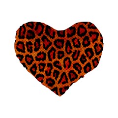 Leopard-print 3 Standard 16  Premium Heart Shape Cushions by skindeep