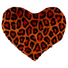 Leopard-print 3 Large 19  Premium Heart Shape Cushions by skindeep