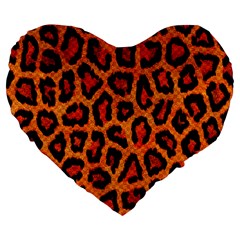 Leopard-print 3 Large 19  Premium Flano Heart Shape Cushions by skindeep