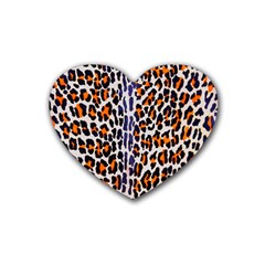 Fur-leopard 5 Rubber Coaster (heart)  by skindeep