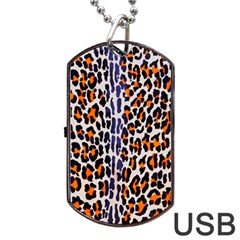 Fur-leopard 5 Dog Tag Usb Flash (one Side) by skindeep