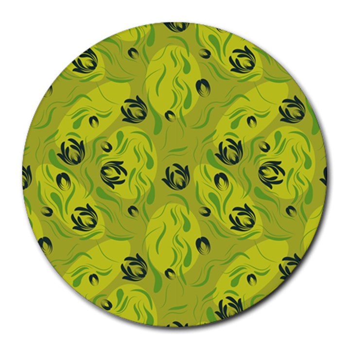 Folk flowers pattern  Round Mousepads