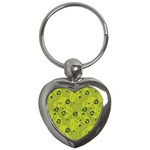 Folk flowers pattern  Key Chain (Heart) Front