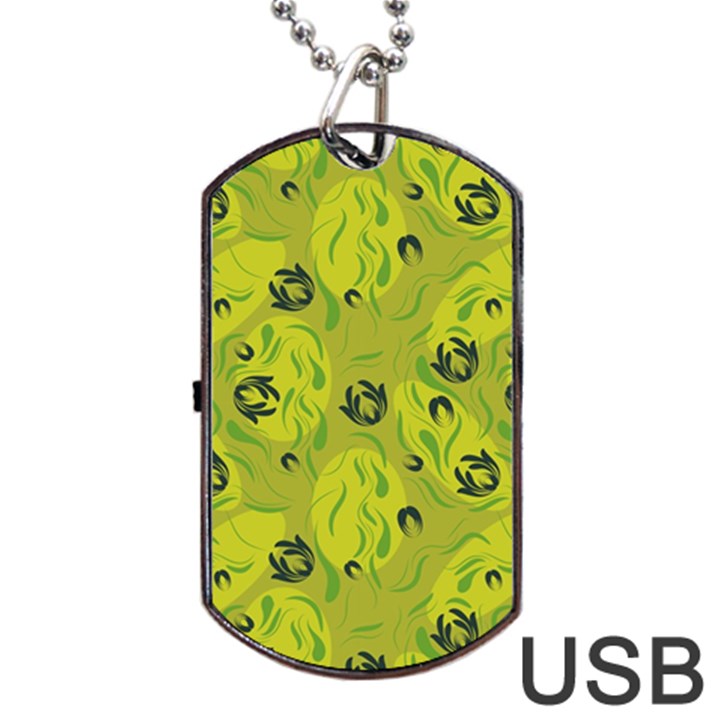 Folk flowers pattern  Dog Tag USB Flash (Two Sides)