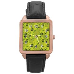 Folk Flowers Pattern  Rose Gold Leather Watch  by Eskimos