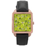 Folk flowers pattern  Rose Gold Leather Watch  Front