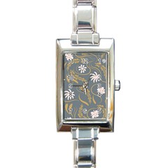 Folk Flowers Pattern  Rectangle Italian Charm Watch by Eskimos